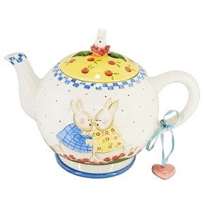 Tea Pot Bunny Frolics "Spring Blossoms" Midwest Ceramic VTG